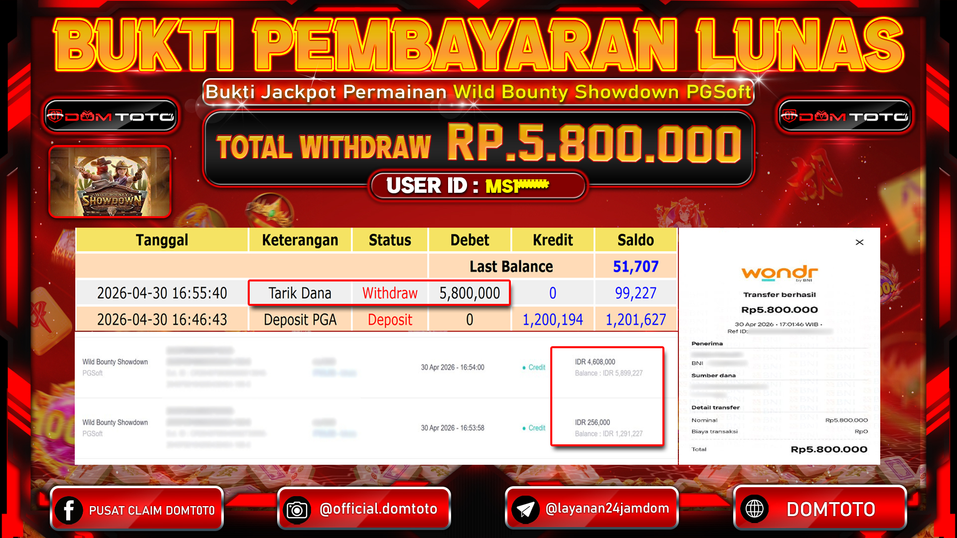 JACKPOT SLOT Wild Bounty Showdown PGSoft 30 APRIL 2026